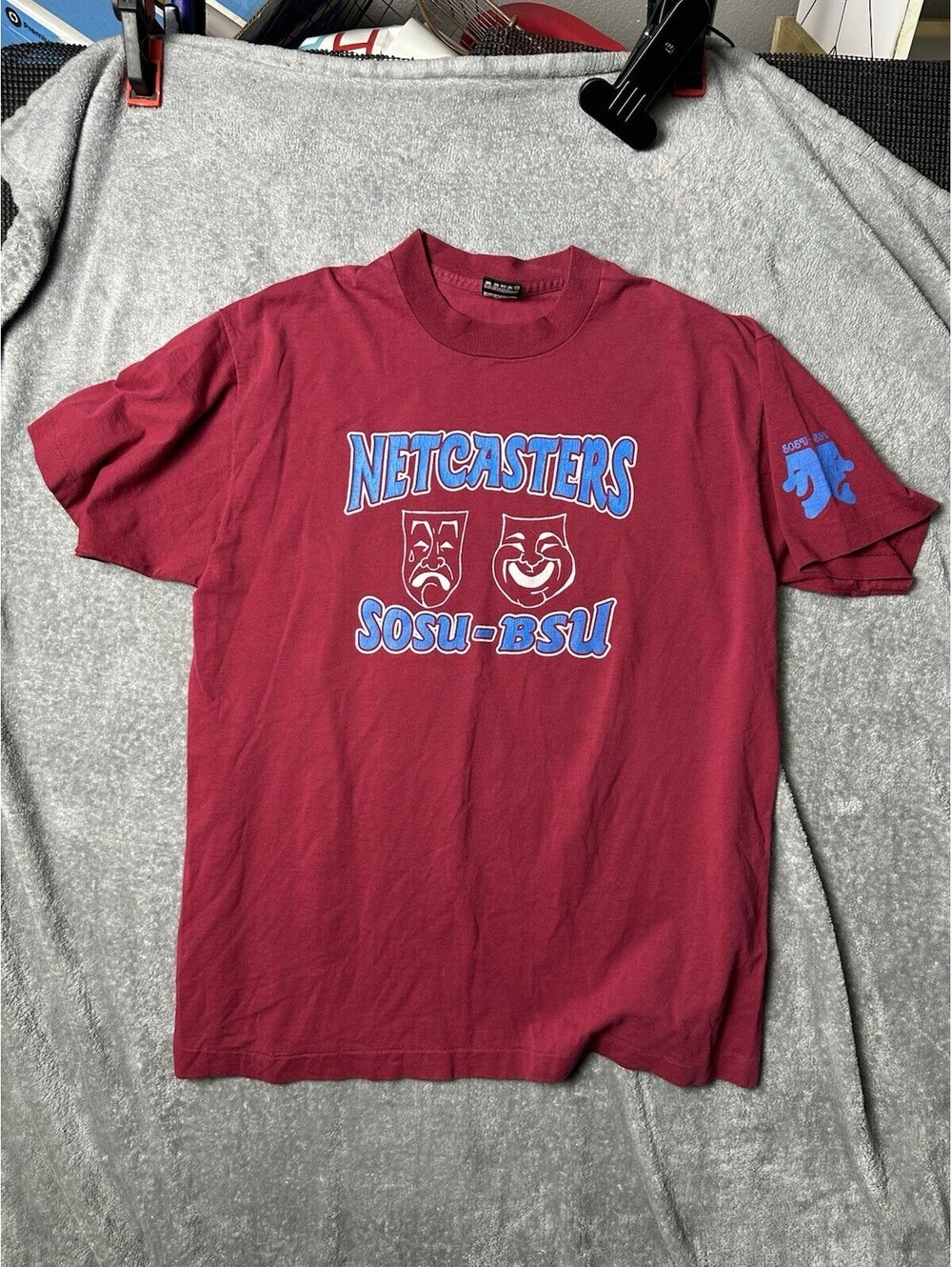 Vintage 90s SOSU BSU Netcasters Single Stitch T Shirt Large Made USA FOTLM